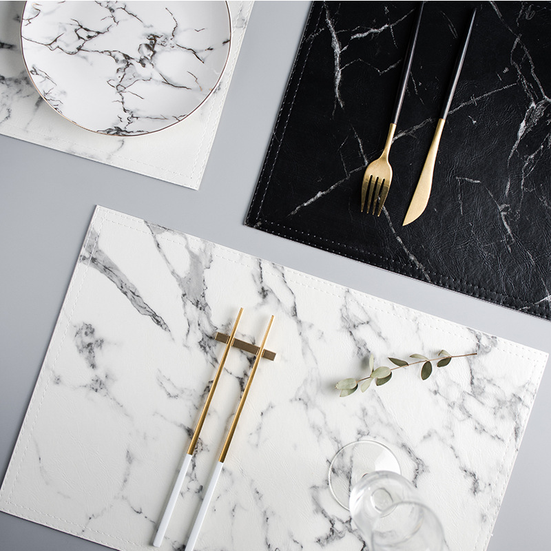 Marble Coaster Set - Alas Peralatan Makan Berbahan PU Mewah