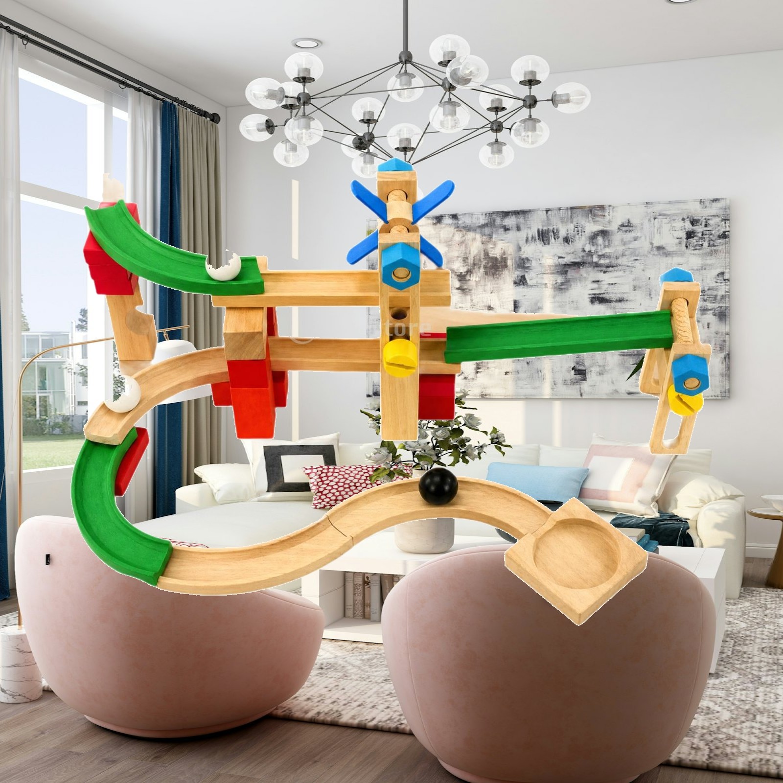 Marble Coaster Set - Set Mainan Balok Kayu untuk Membuat