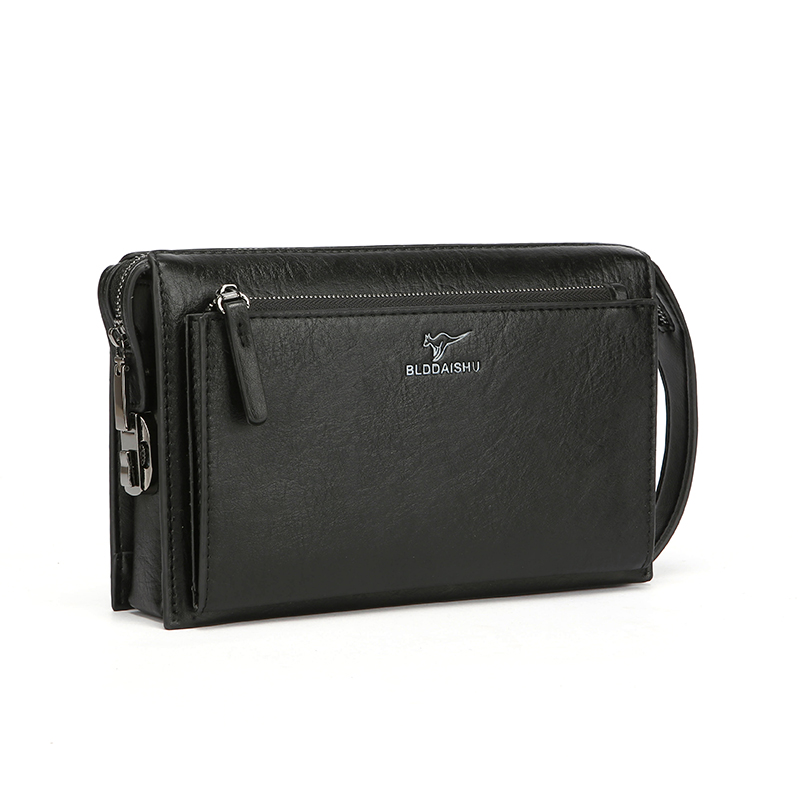 Leather Wallet Men - Tas Genggam Anti Maling dengan Kunci