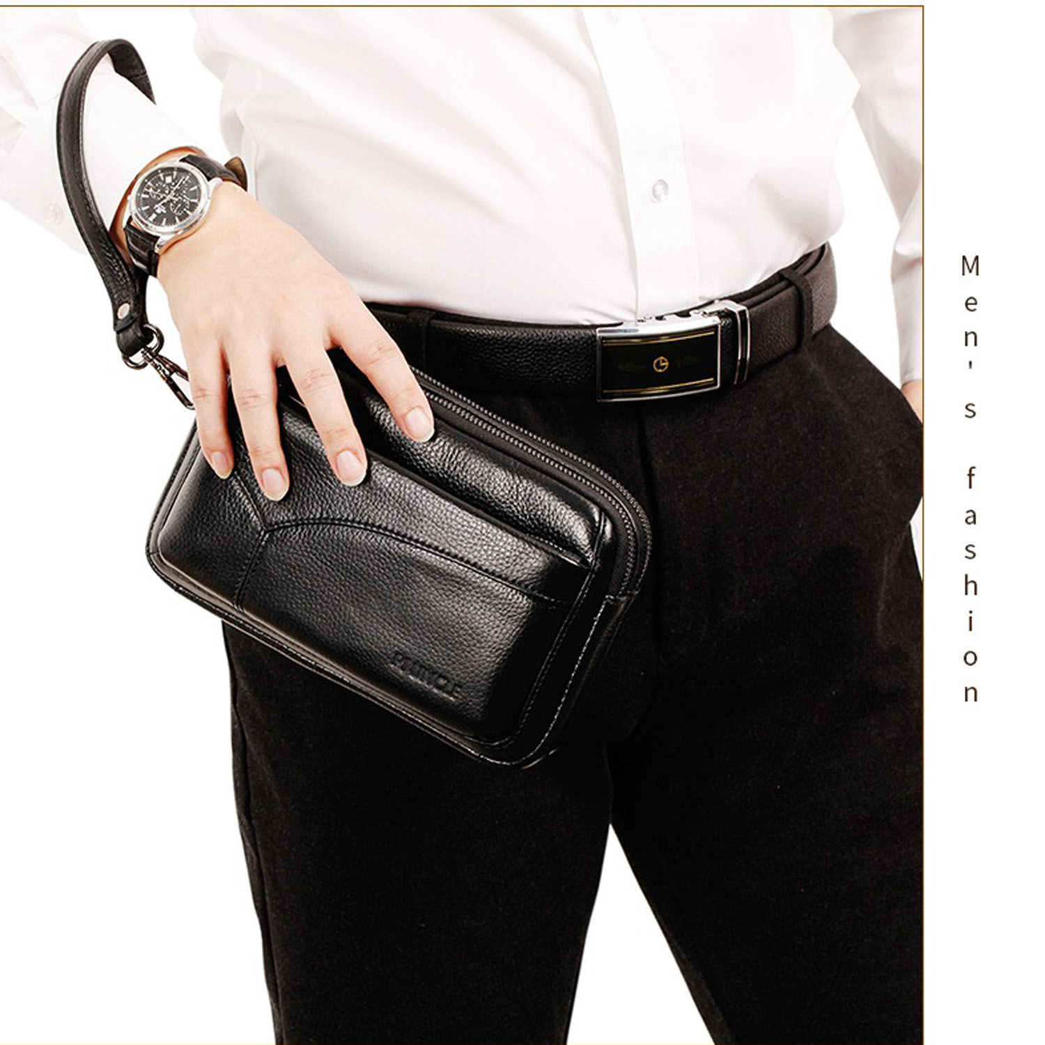 Leather Wallet Men - Tas Clutch Bisnis Kulit Asli Pria,