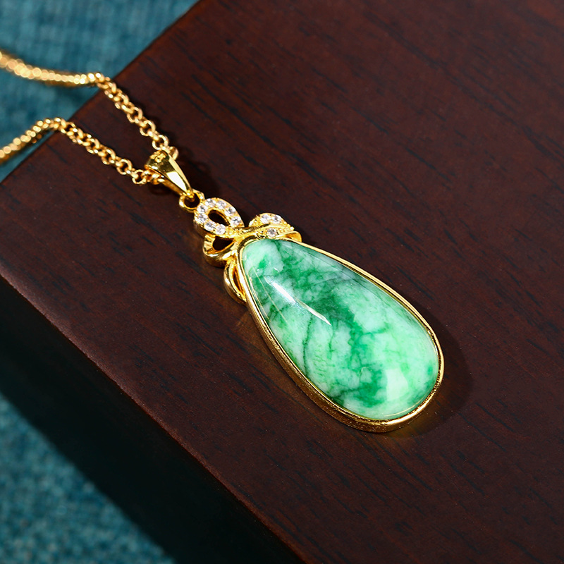 Kalung Liontin Batu Giok Alami - Gold Plated Jewelry ulasan dan harga