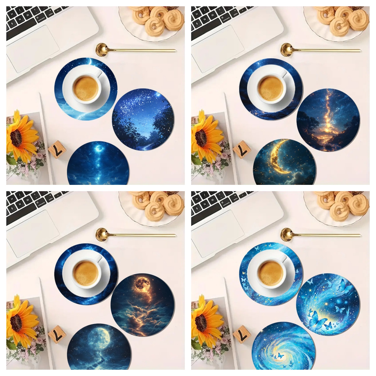 Set 4 Buah Tatakan Gelas Seni  - Marble Coaster Set ulasan dan harga